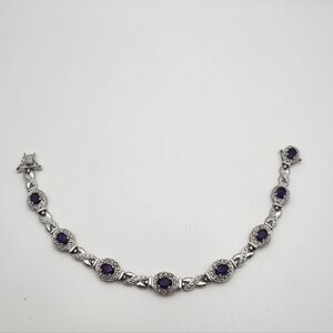 Ross-Simons Sterling Silver Diamond & Amethyst Tennis Bracelet (7")